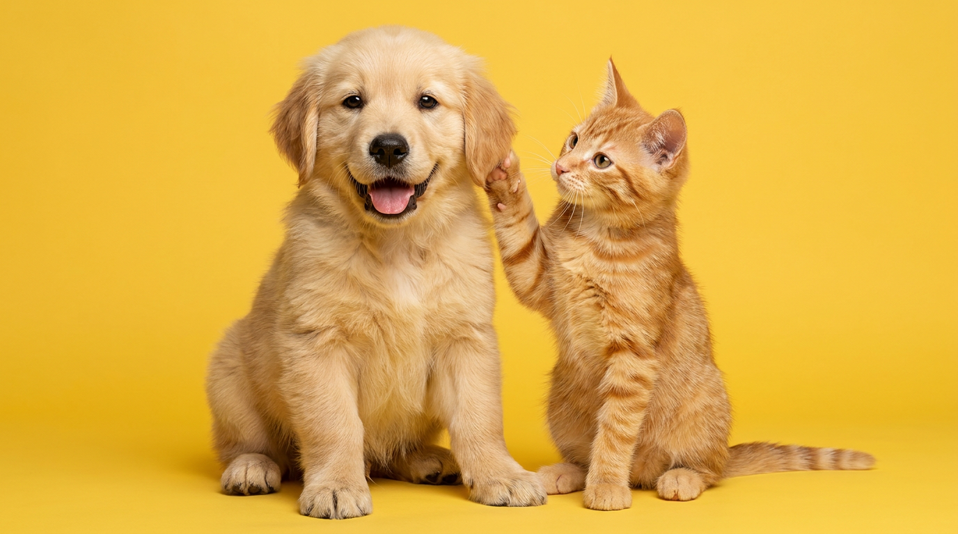 Cachorro e Gato Felizes